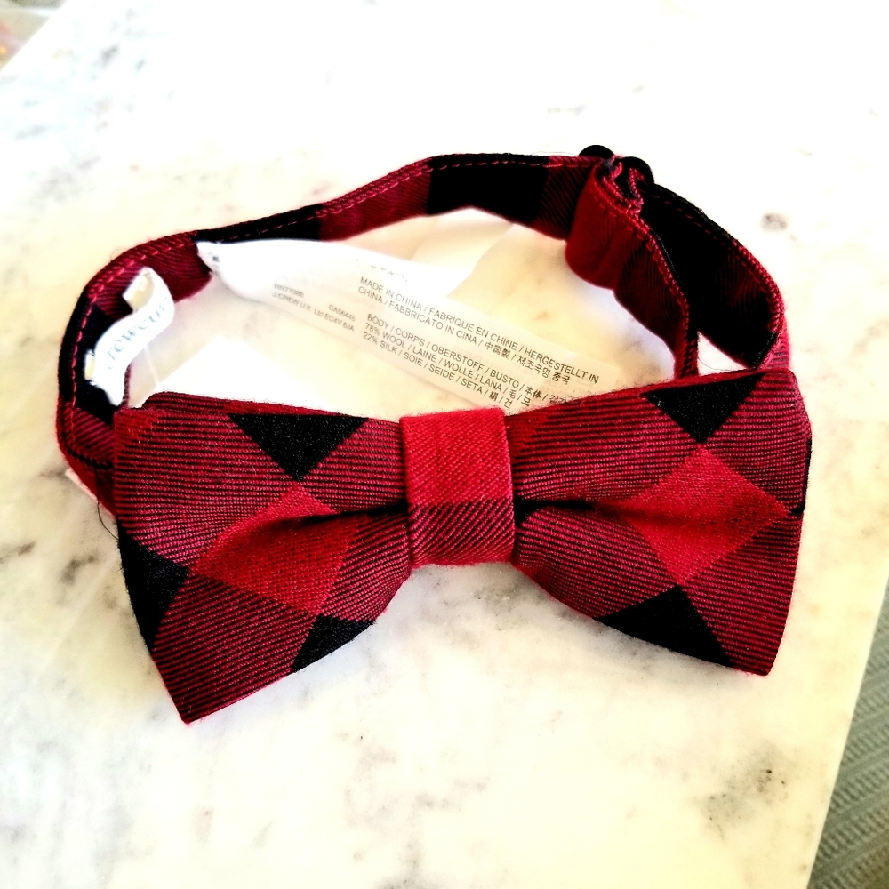 New! J Crew Crewcuts Boys' Red & Black Check Bow-Tie NWT